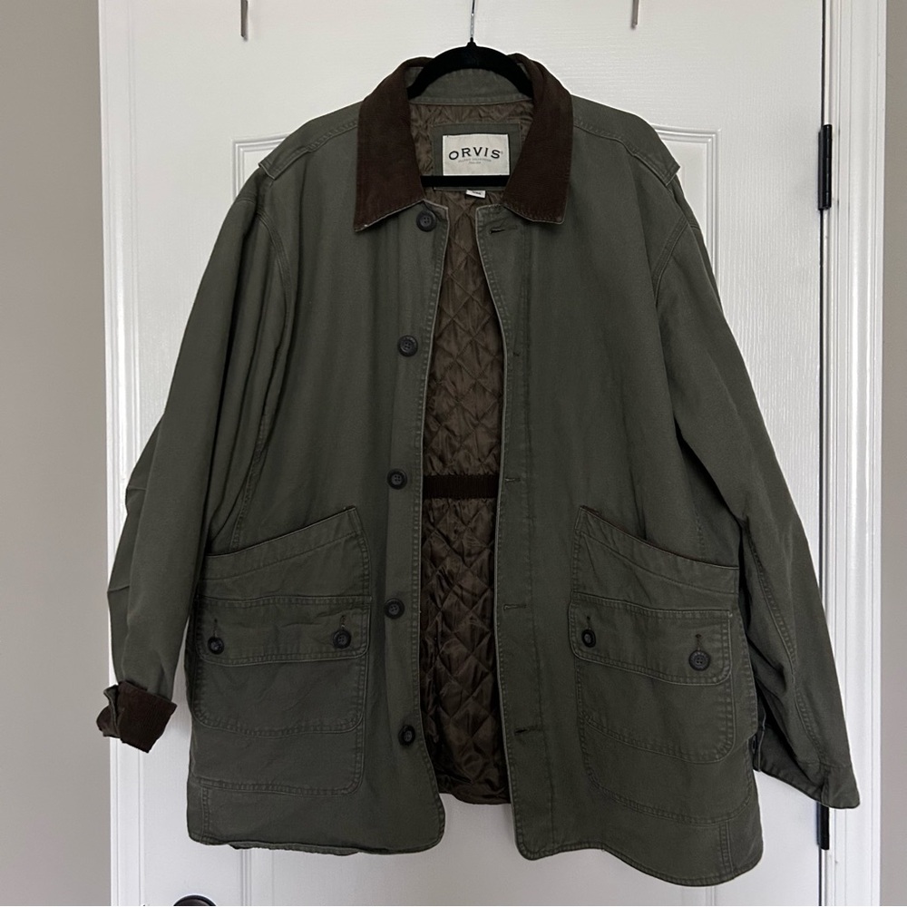 Orvis Men’s Green Barn Coat Jacket Quilted Outdoor 100% Cotton Size XXL - Picture 3 of 15